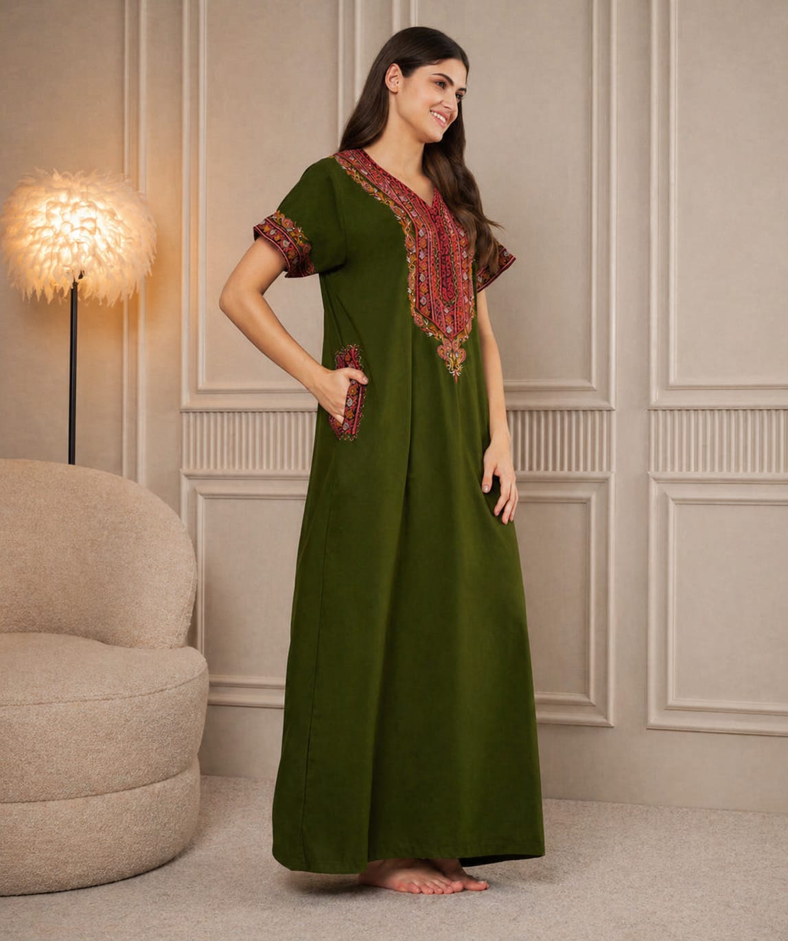 KOI SLEEPWEAR Bhopali embroidered gown