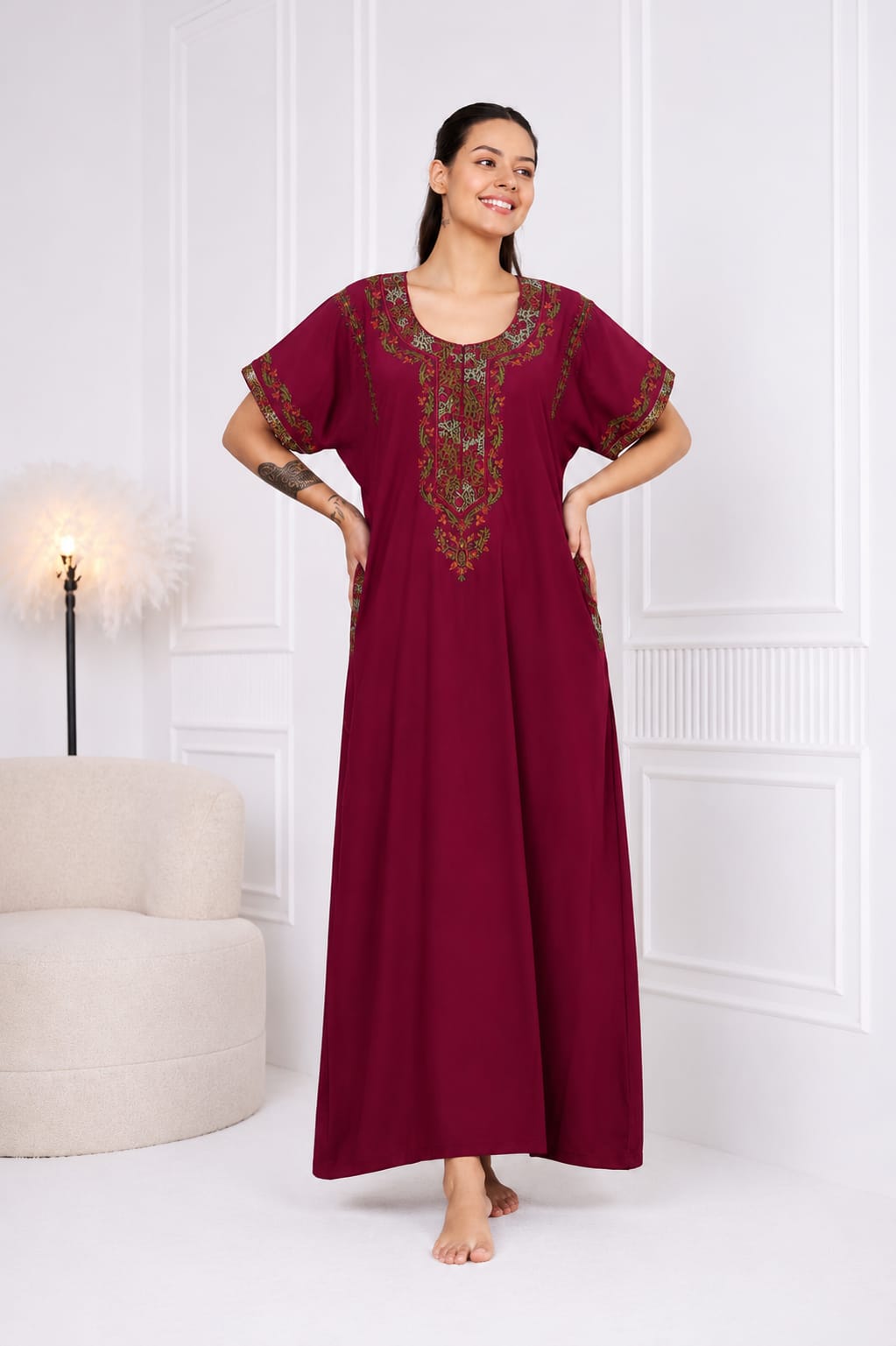 KOI SLEEPWEAR BHOPALI EMBROIDERED GOWN