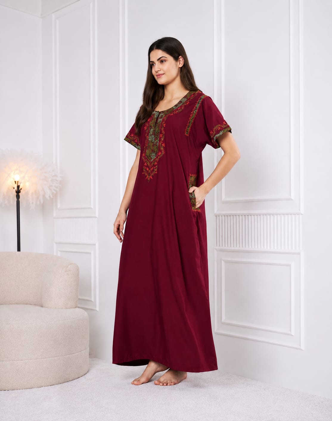 KOI SLEEPWEAR BHOPALI EMBROIDERED GOWN