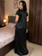 Black Satin Night Gown