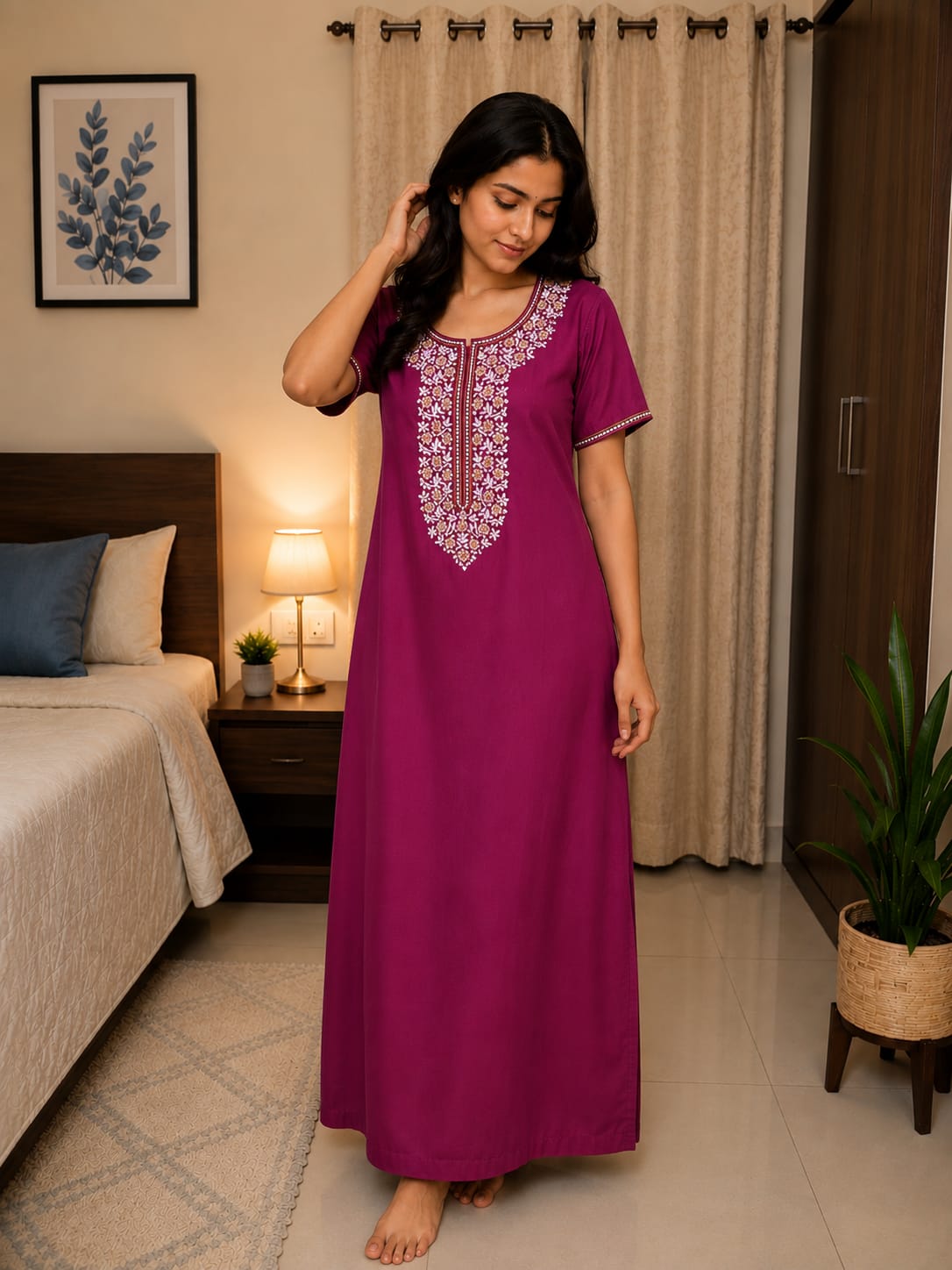KOI Sleepwear - Women's Embroidered Night Gown