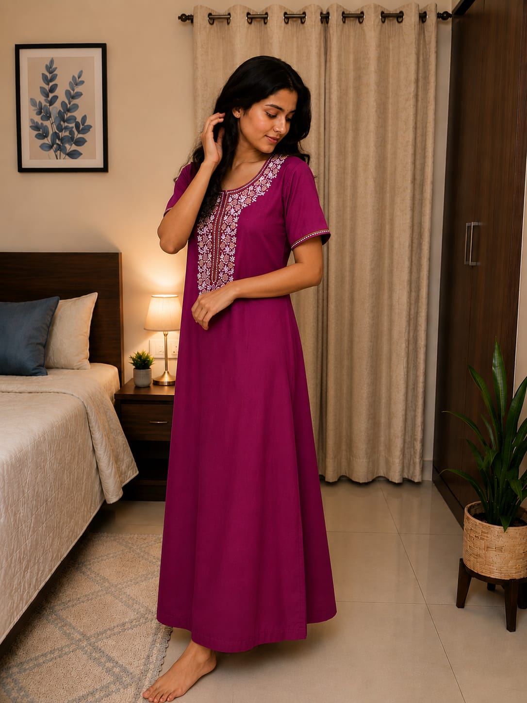 KOI Sleepwear - Women's Embroidered Night Gown