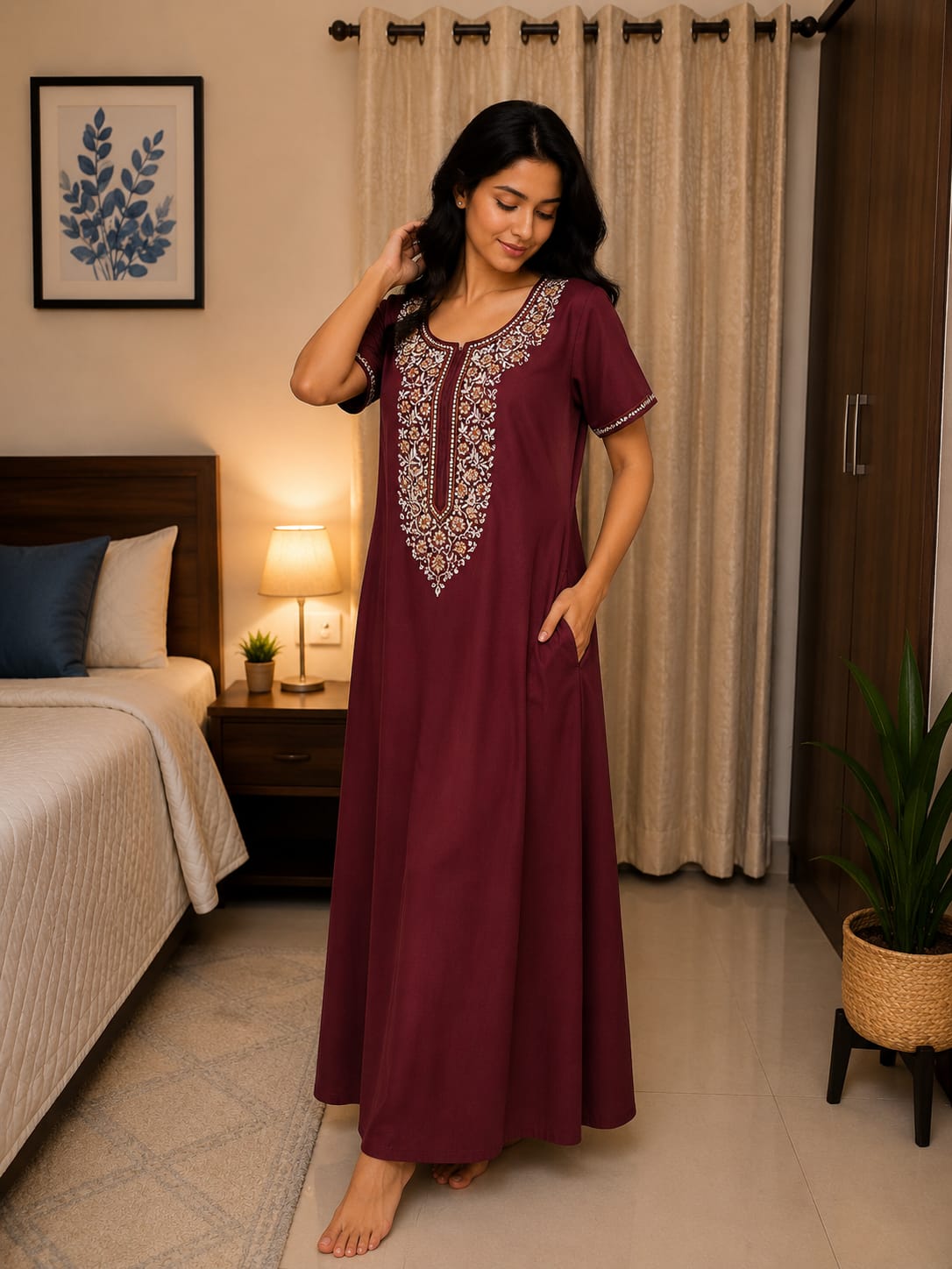 KOI Sleepwear - Women's Embroidered Night Gown