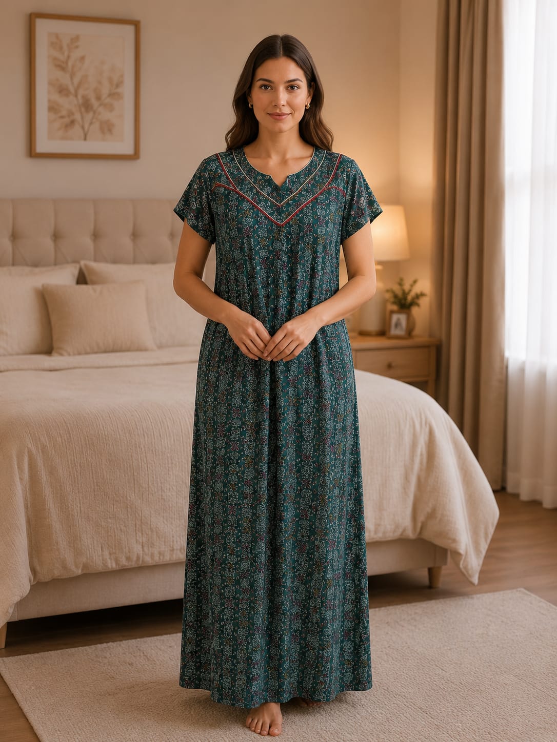KOI Sleepwear Women's Premium Cotton Floral Printed Night Gown