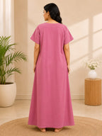 Women's Embroidered Night Gown | Premium Cotton Blend | 3XL | Multiple Colours