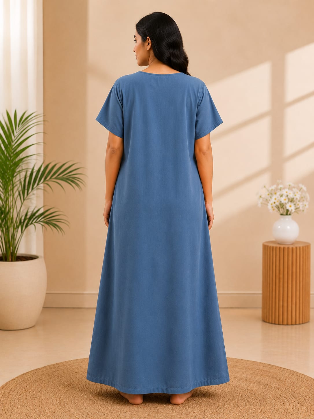 Women's Embroidered Night Gown | Premium Cotton Blend | 3XL | Multiple Colours