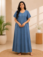 Women's Embroidered Night Gown | Premium Cotton Blend | 3XL | Multiple Colours