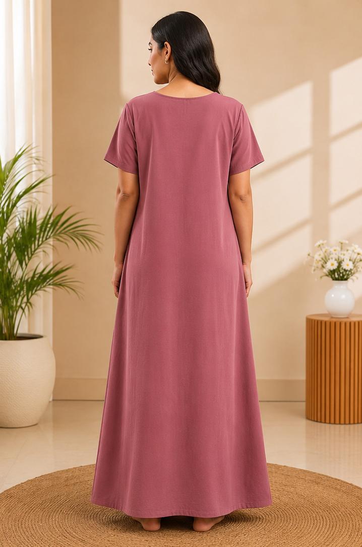 Women's Embroidered Night Gown | Premium Cotton Blend | 3XL | Multiple Colours