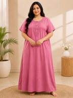 Women's Embroidered Night Gown | Premium Cotton Blend | 3XL | Multiple Colours