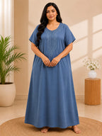 Women's Embroidered Night Gown | Premium Cotton Blend | 3XL | Multiple Colours