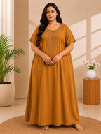 Women's Embroidered Night Gown | Premium Cotton Blend | 3XL | Multiple Colours