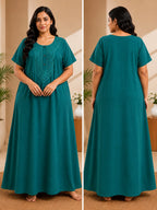 Women's Embroidered Night Gown | Premium Cotton Blend | 3XL | Multiple Colours