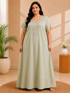 Women's Embroidered Night Gown | Premium Cotton Blend | 3XL | Multiple Colours