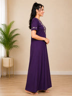 Premium Rayon Embroidered Night Gown