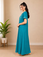 Premium Rayon Embroidered Night Gown