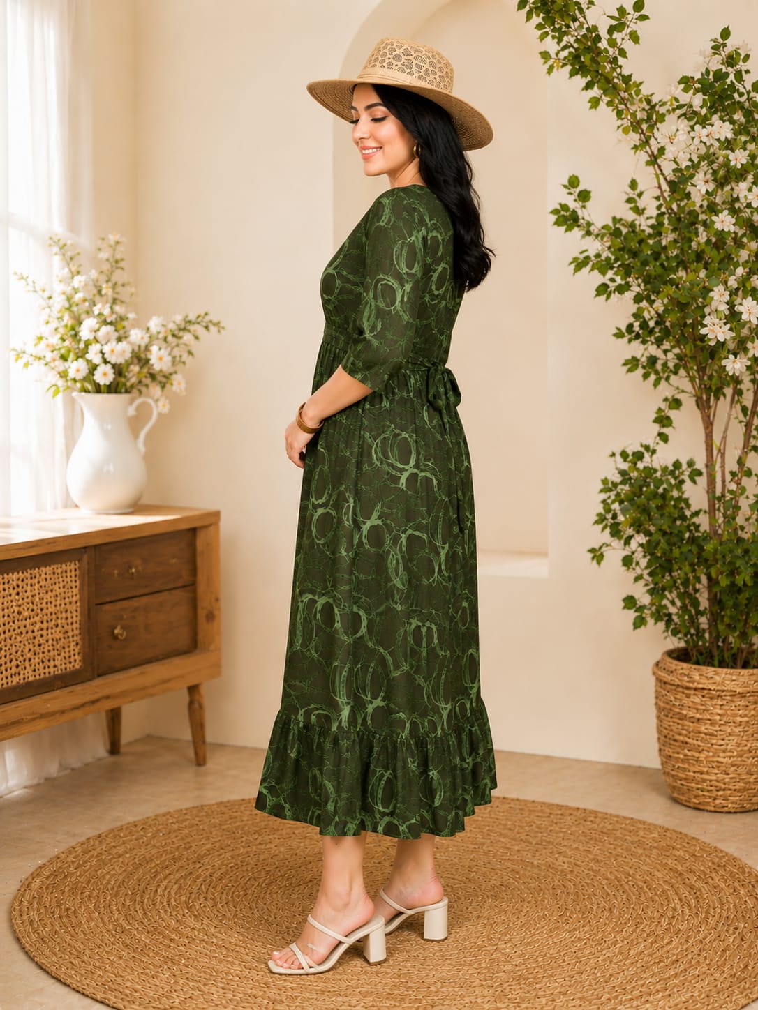 Printed Maternity Feeding Night Gown
