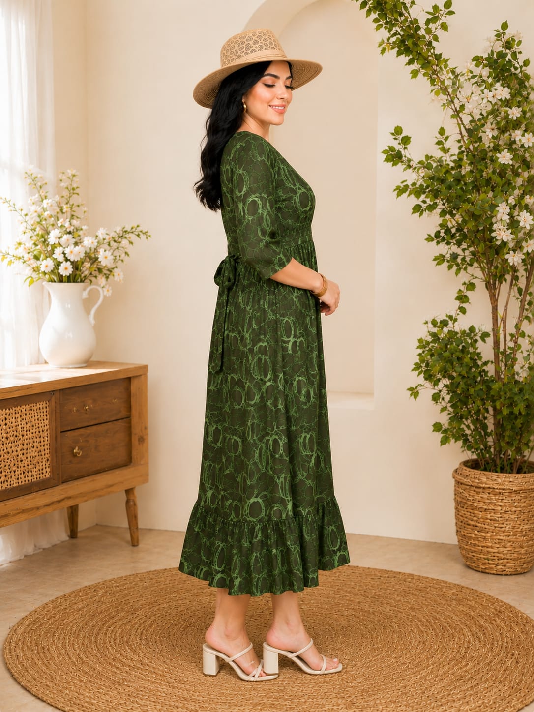 Printed Maternity Feeding Night Gown