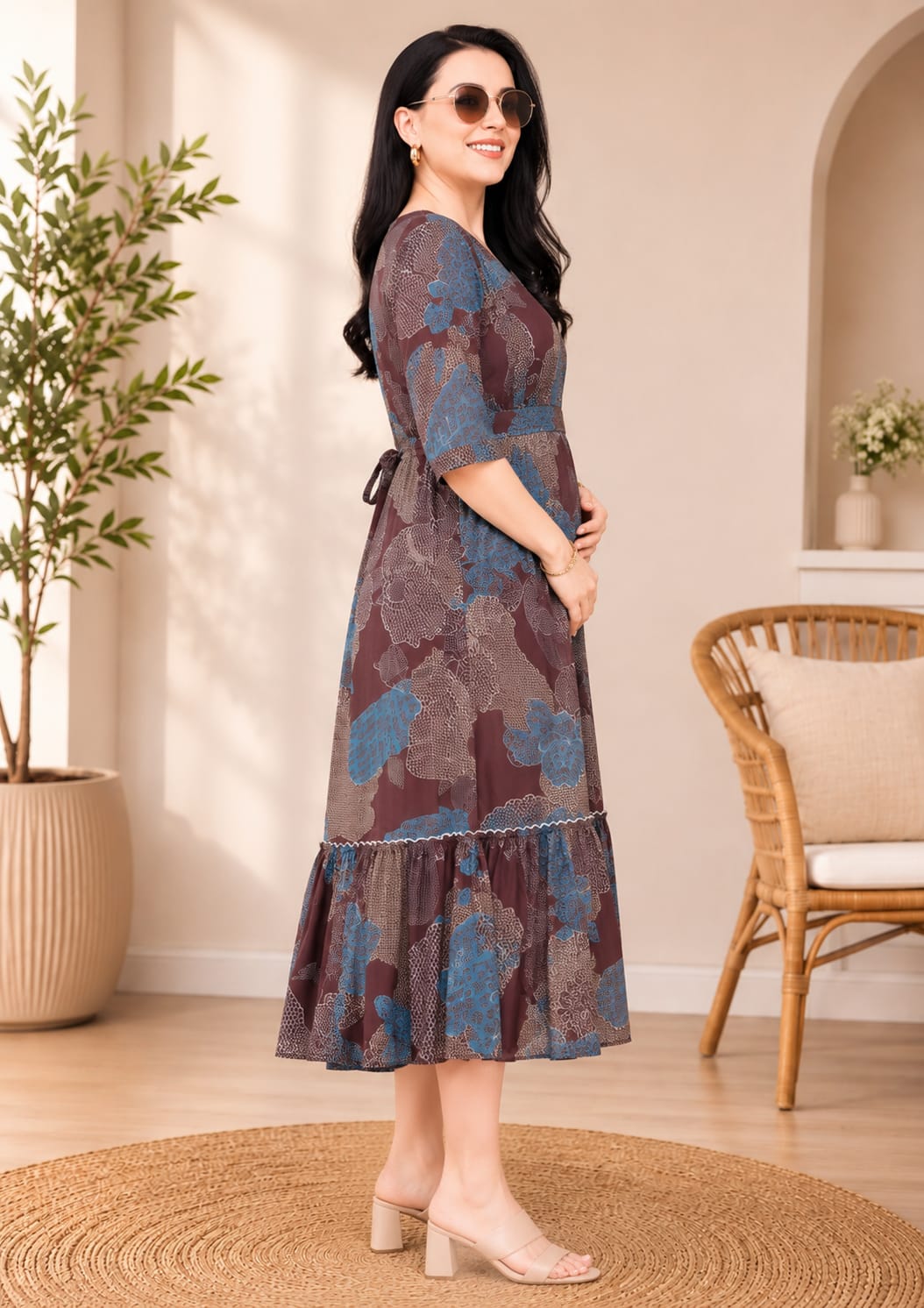Floral Printed Maternity &amp; Feeding Night Gown