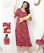 Printed Maternity Feeding Night Gown
