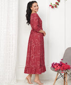 Printed Maternity Feeding Night Gown