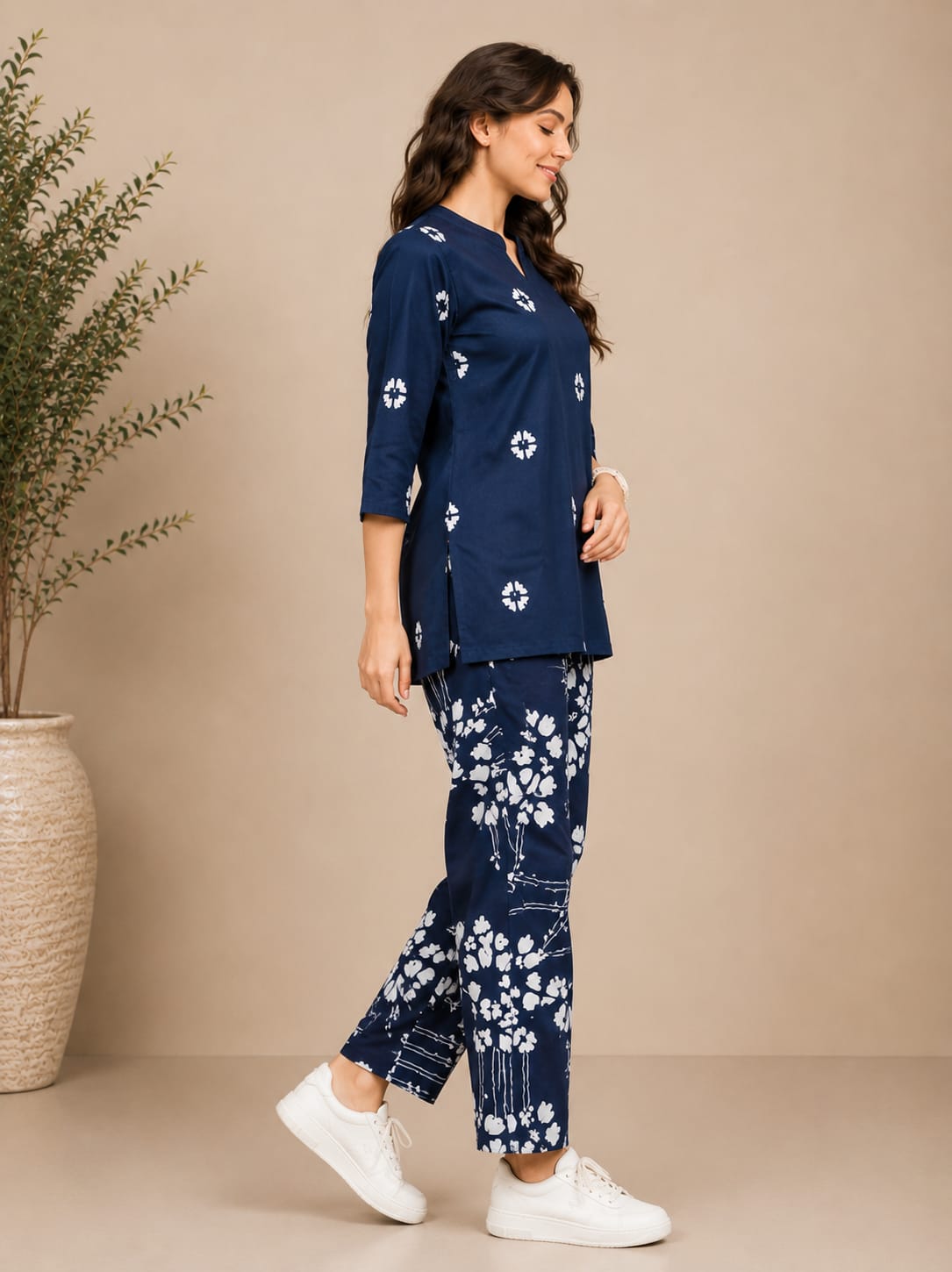 Floral Print Rayon Night Suit Set for Women