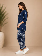 Floral Print Rayon Night Suit Set for Women