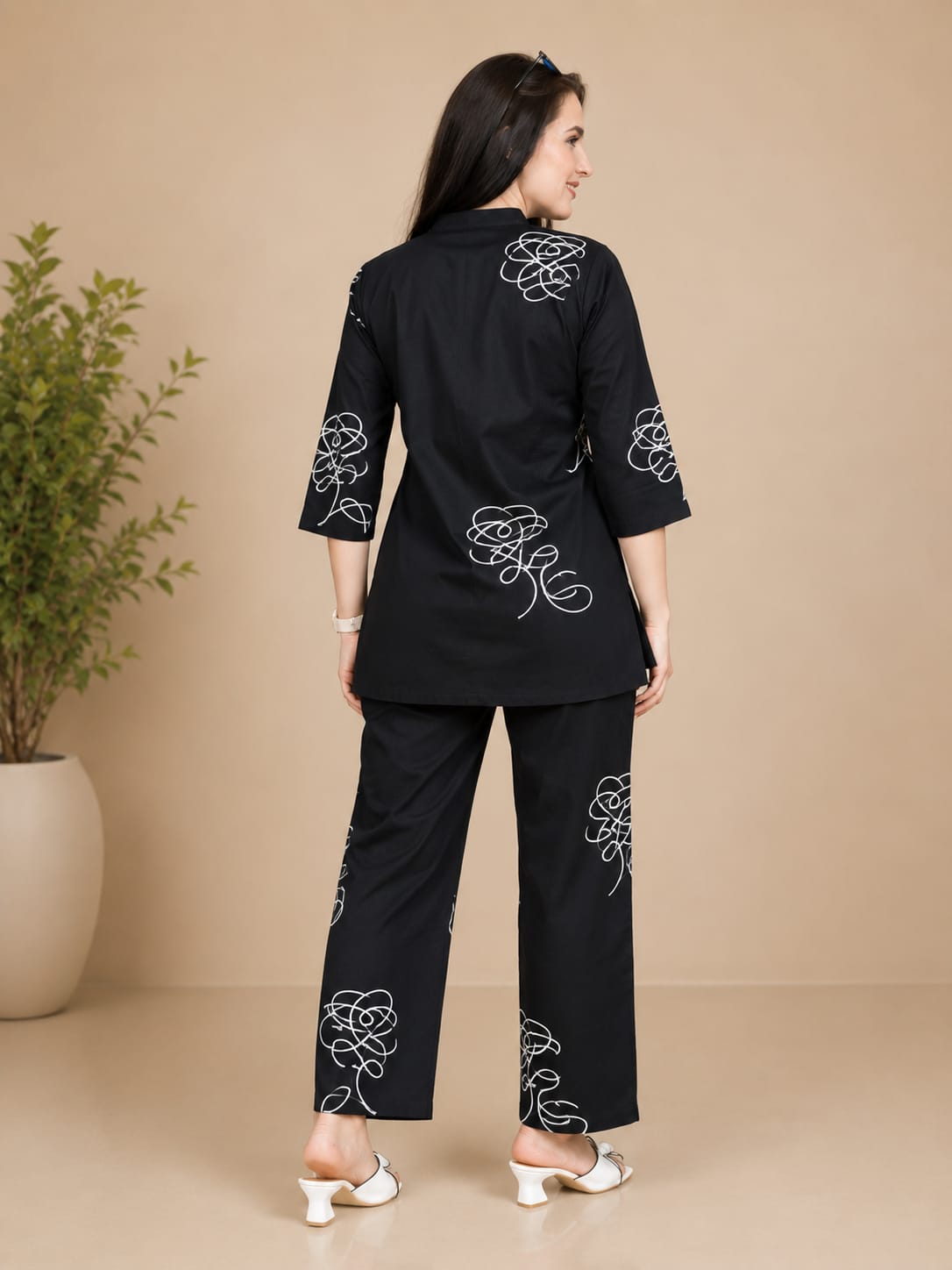 Product Name: Premium Cotton Abstract Print Nightwear Co-ord Set for Women – L to 3XL