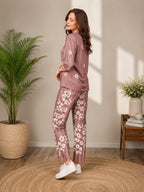 Floral Print Rayon Night Suit Set for Women