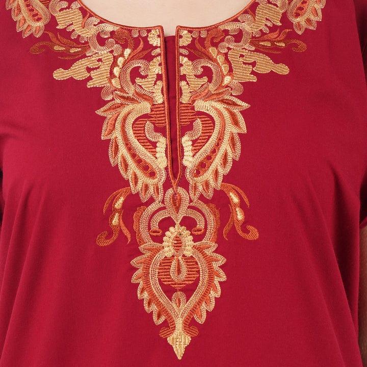 Cream Embroidery Night Gown