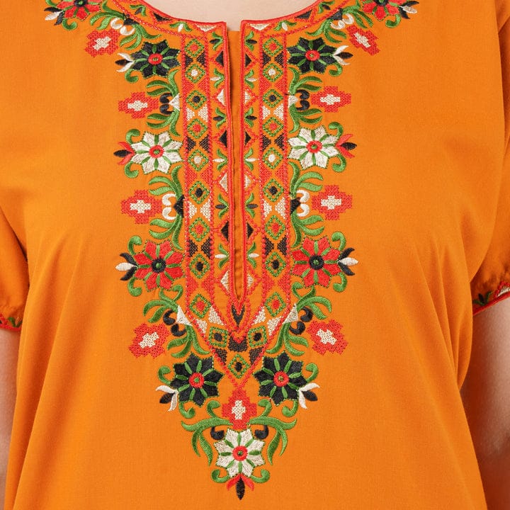 Multifloral Embroidery Night Gown