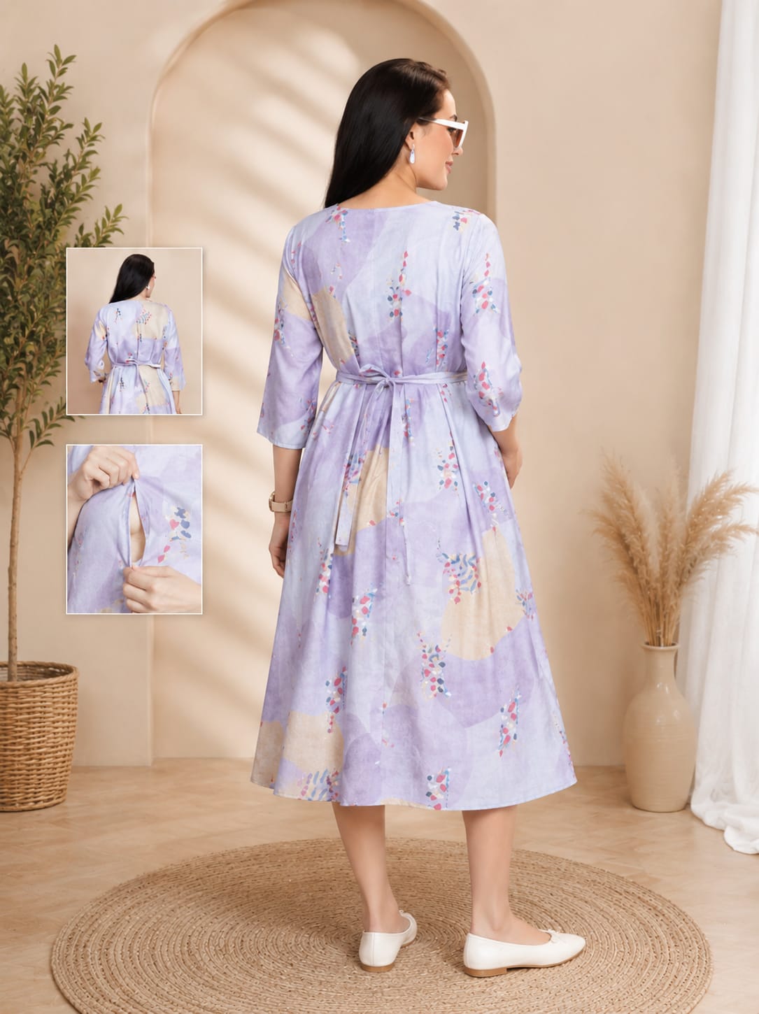 Lavender Bloom Maternity & Feeding Gown Secondary image