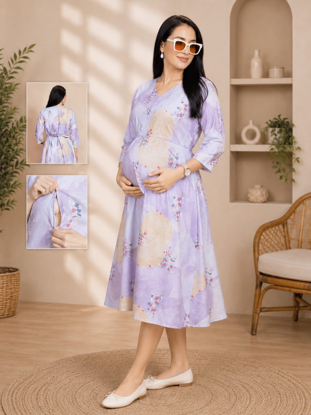 Lavender Bloom Maternity & Feeding Gown