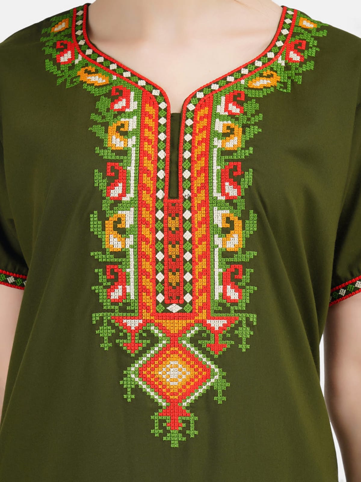 Crosswork Embroidered  Nightgown