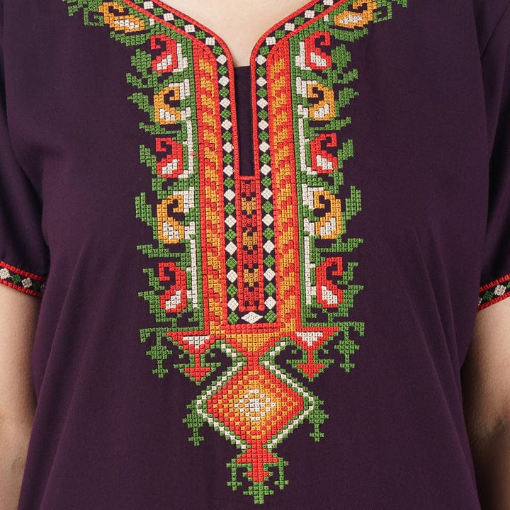 Crosswork Embroidered  Nightgown
