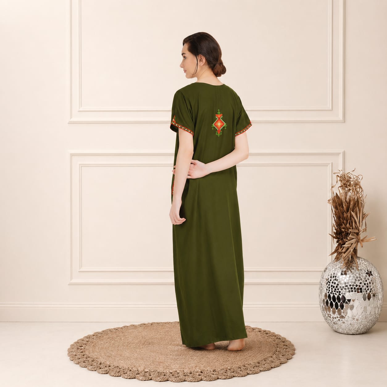 Crosswork Embroidered  Nightgown