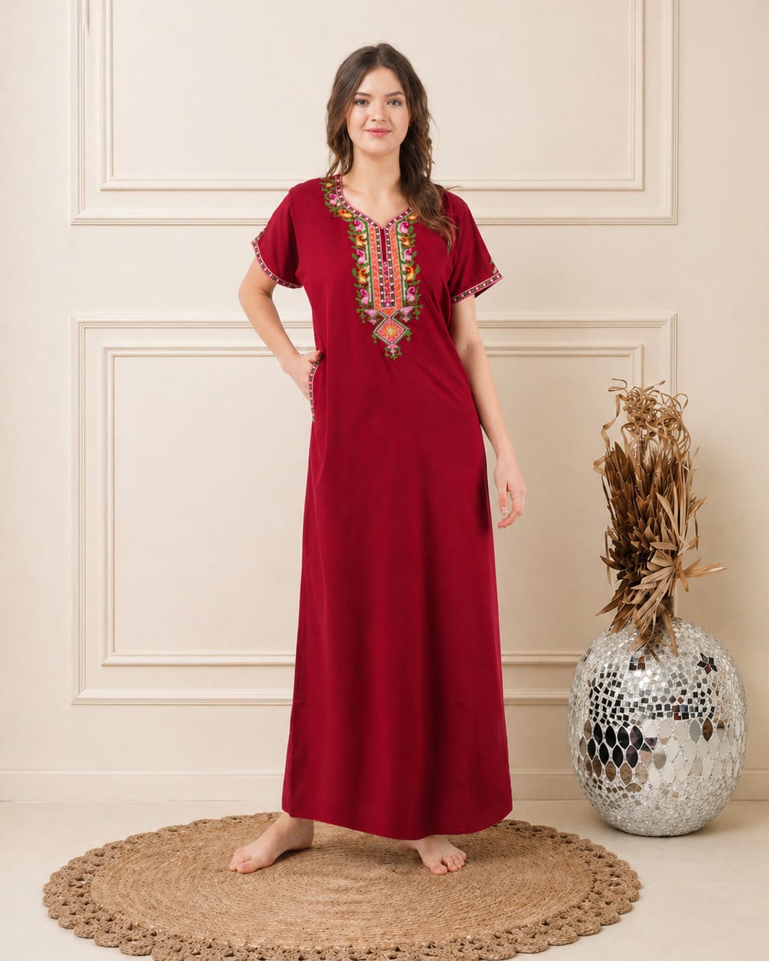 Multi Coloured Embroidered Nightgown Main image