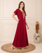 Crosswork Embroidered  Nightgown