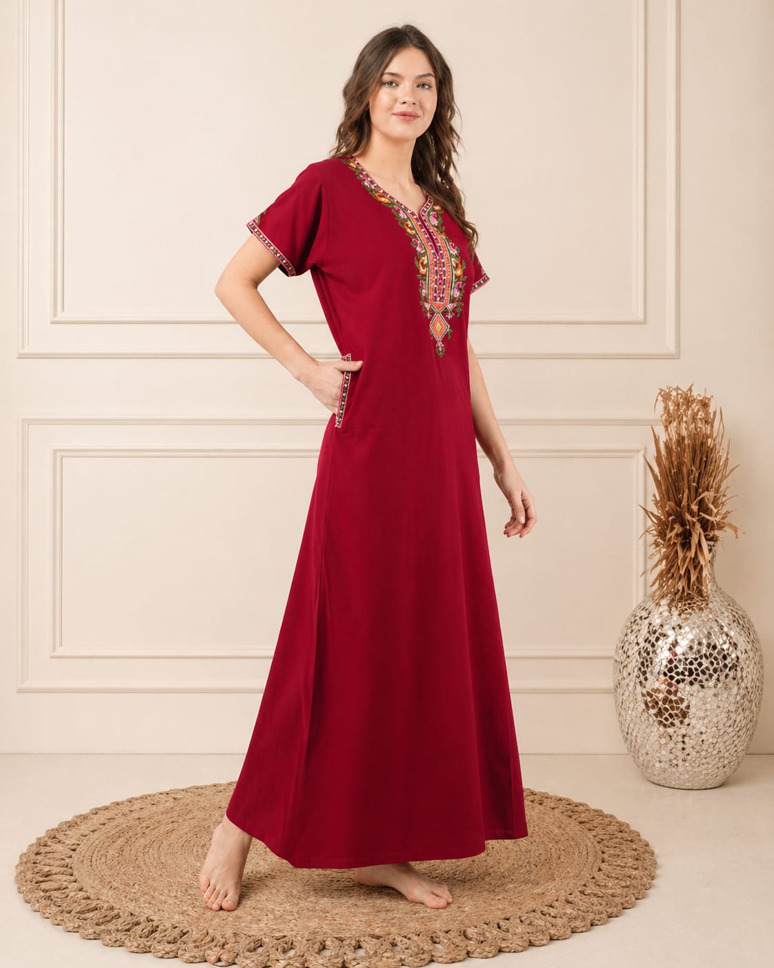 Crosswork Embroidered  Nightgown