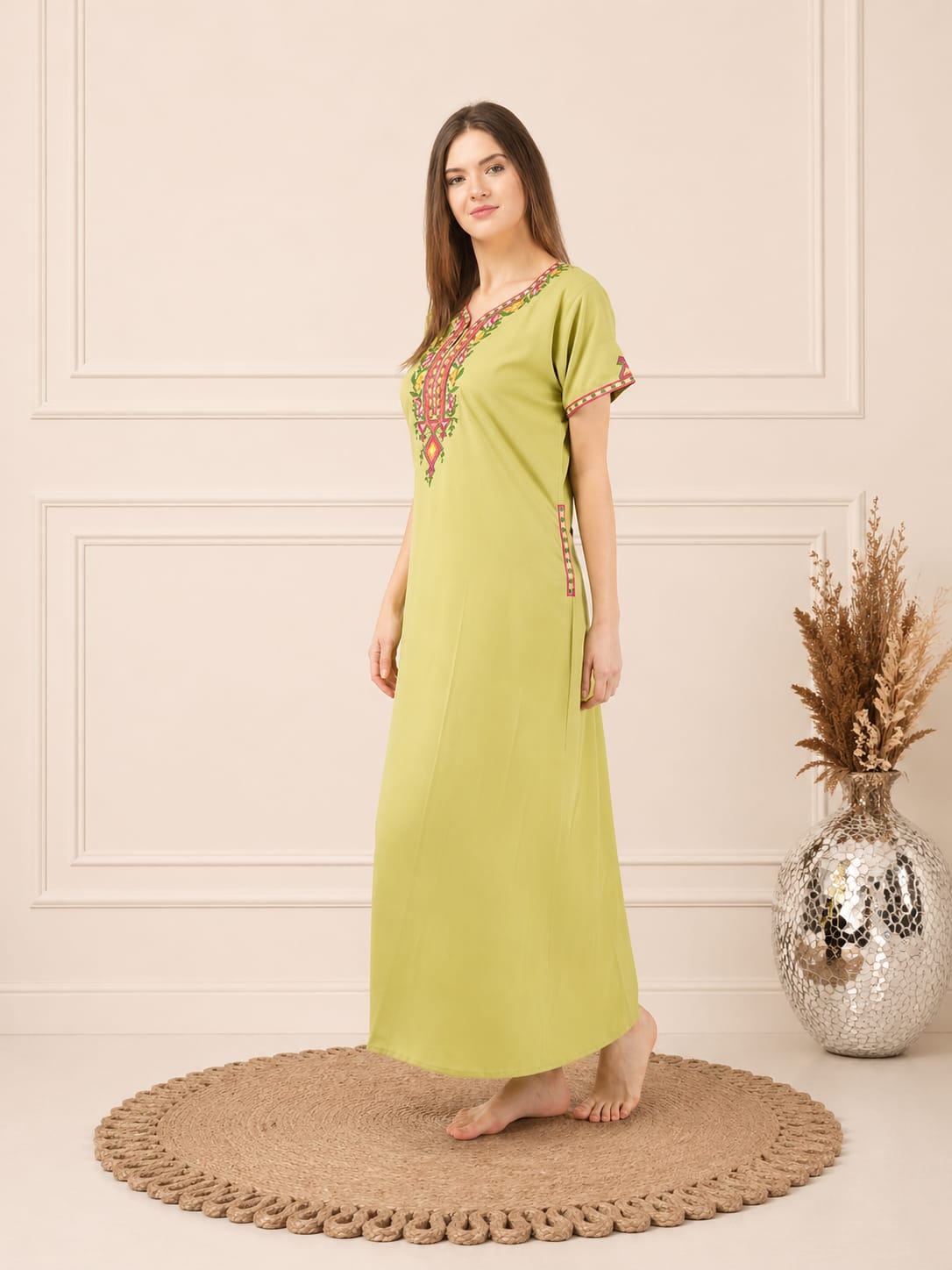 Crosswork Embroidered  Nightgown