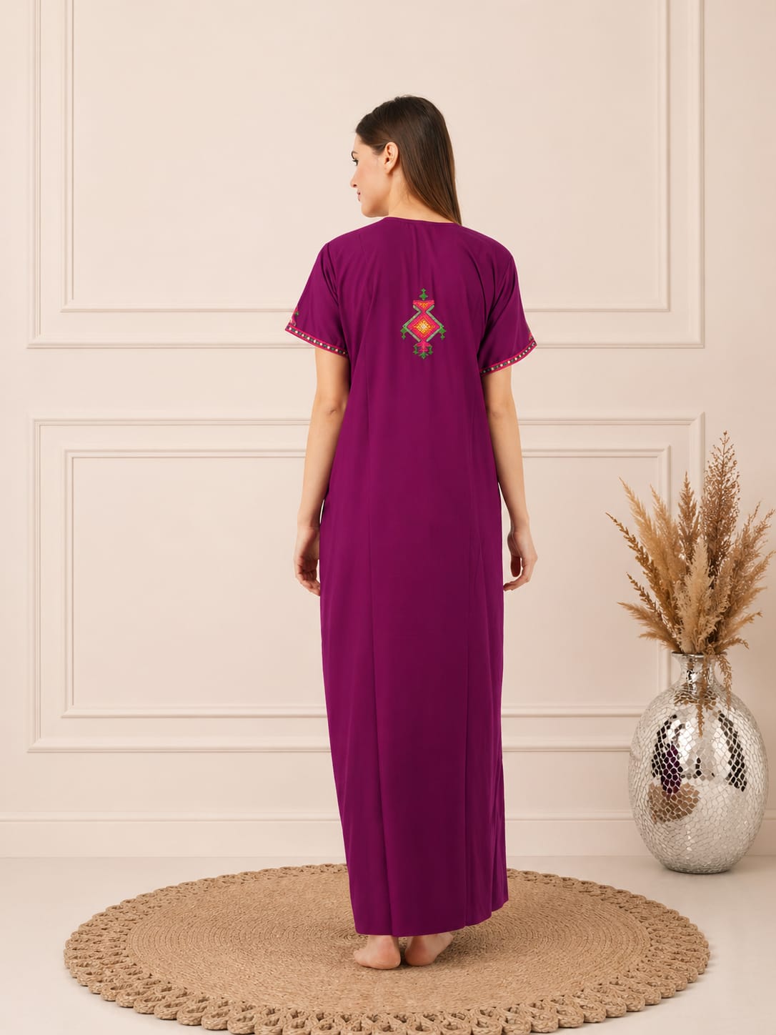 Crosswork Embroidered  Nightgown
