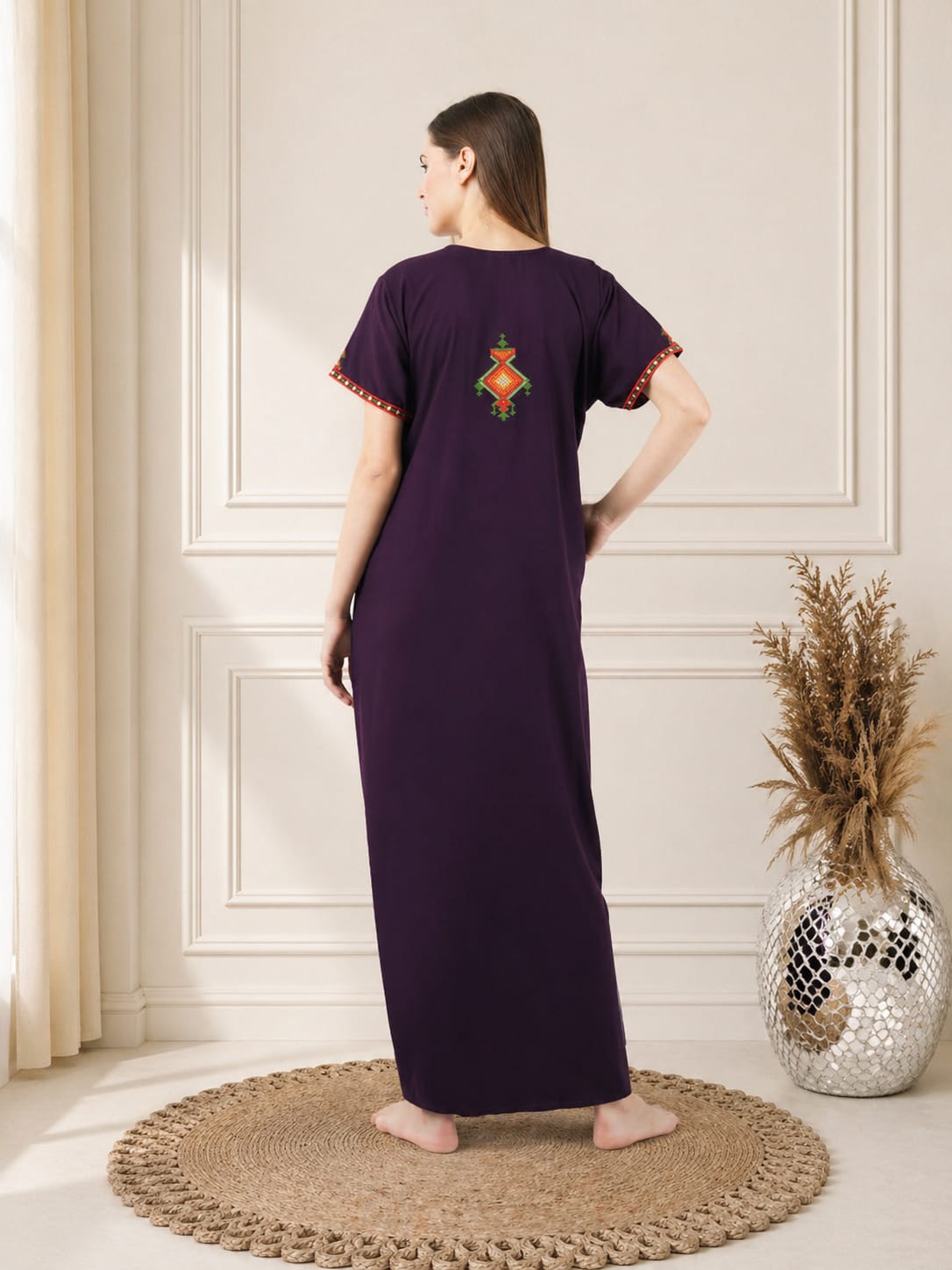 Crosswork Embroidered  Nightgown