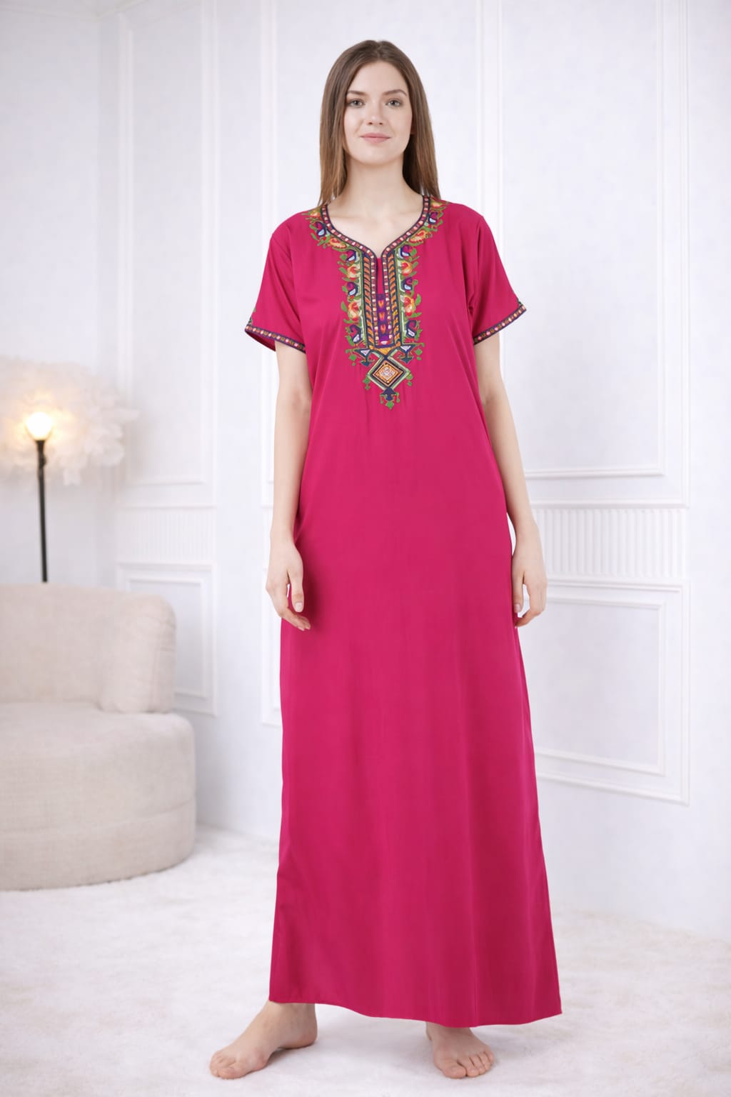 Crosswork Embroidered  Nightgown