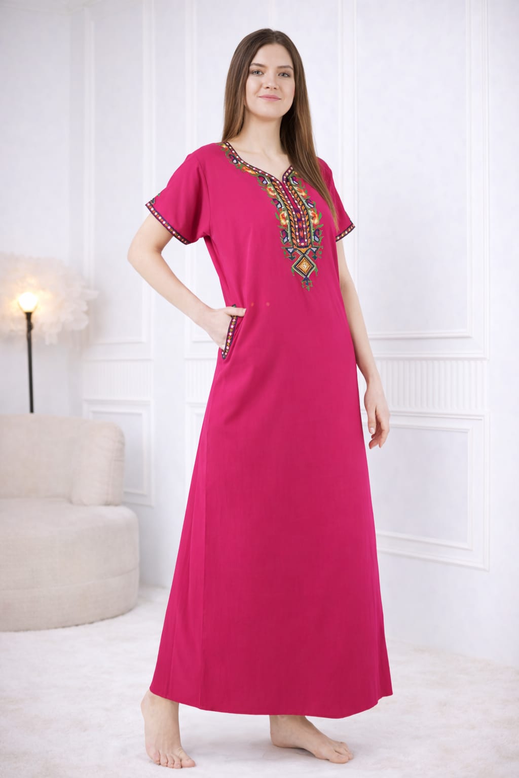Crosswork Embroidered  Nightgown