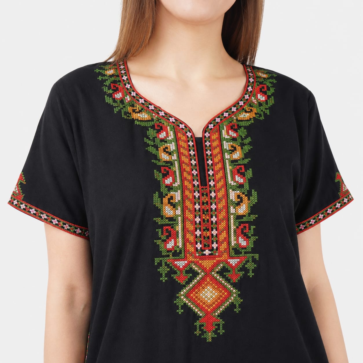 Crosswork Embroidered  Nightgown