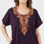 Cream Embroidery Night Gown