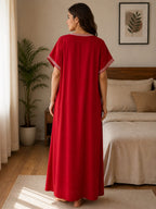 Maroon Elegance Embriodered Nightgown