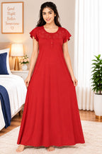Women’s  Embroidered Ruffle Sleeve Night Gown