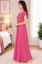Women’s  Embroidered Ruffle Sleeve Night Gown