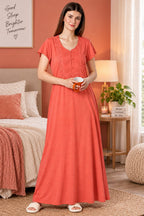 Product Name: Women’s Embroidered Long Nightgown | Comfortable Sleepwear for Women | Full Length Night Dress | Available in XL & XXL