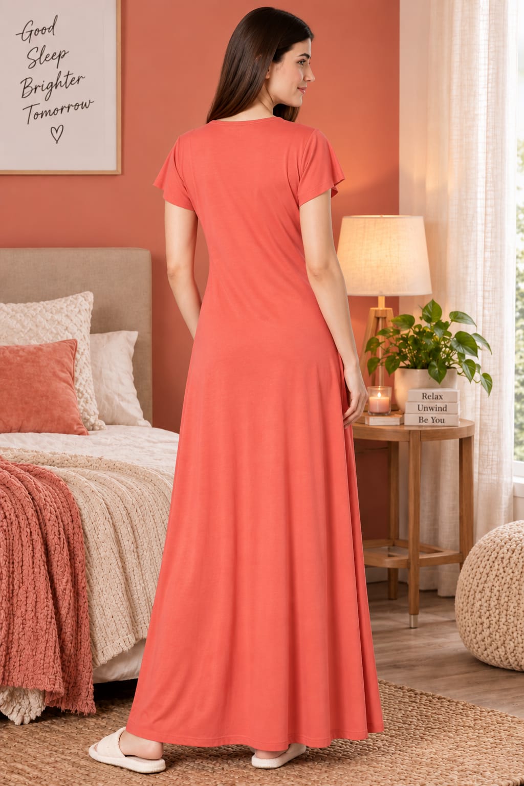 Product Name: Women’s Embroidered Long Nightgown | Comfortable Sleepwear for Women | Full Length Night Dress | Available in XL & XXL